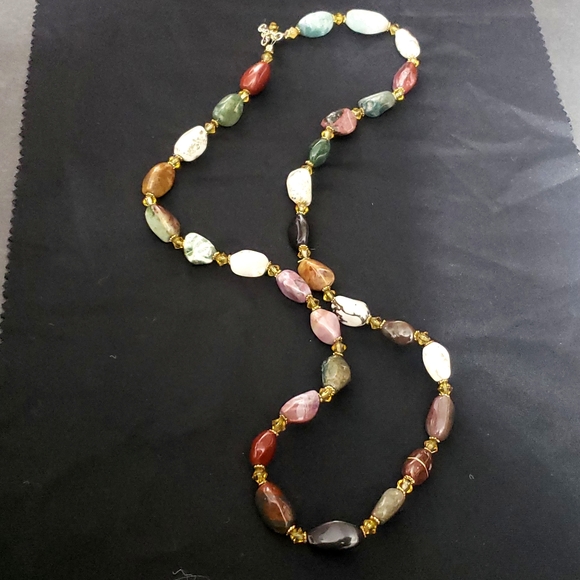 Natural Multi-Colored Stone Beaded Necklace - Picture 7 of 13
